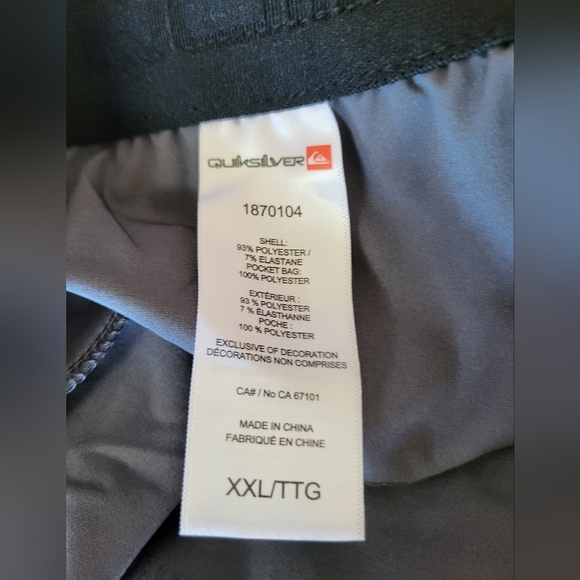 NEW- Quiksilver Gray Men's Shorts, Size XXL - Picture 8 of 8